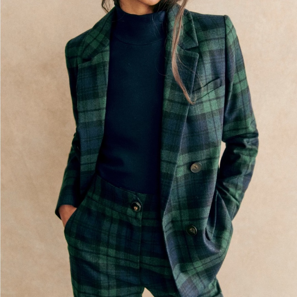 Sézane Christie Wool Tartan Blazer